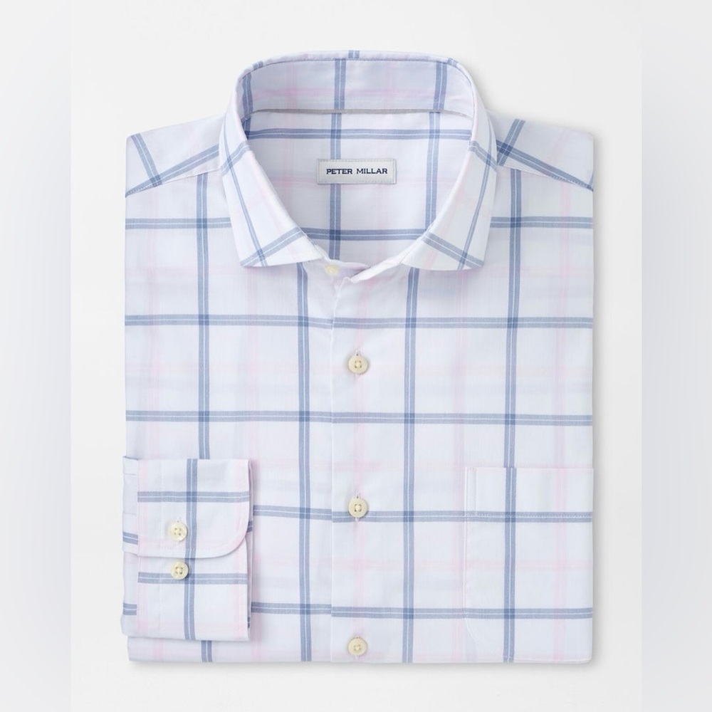 Peter Millar Palmer Pink Abbot Crown Lite Cotton-Stretch Sport Shirt Button Up